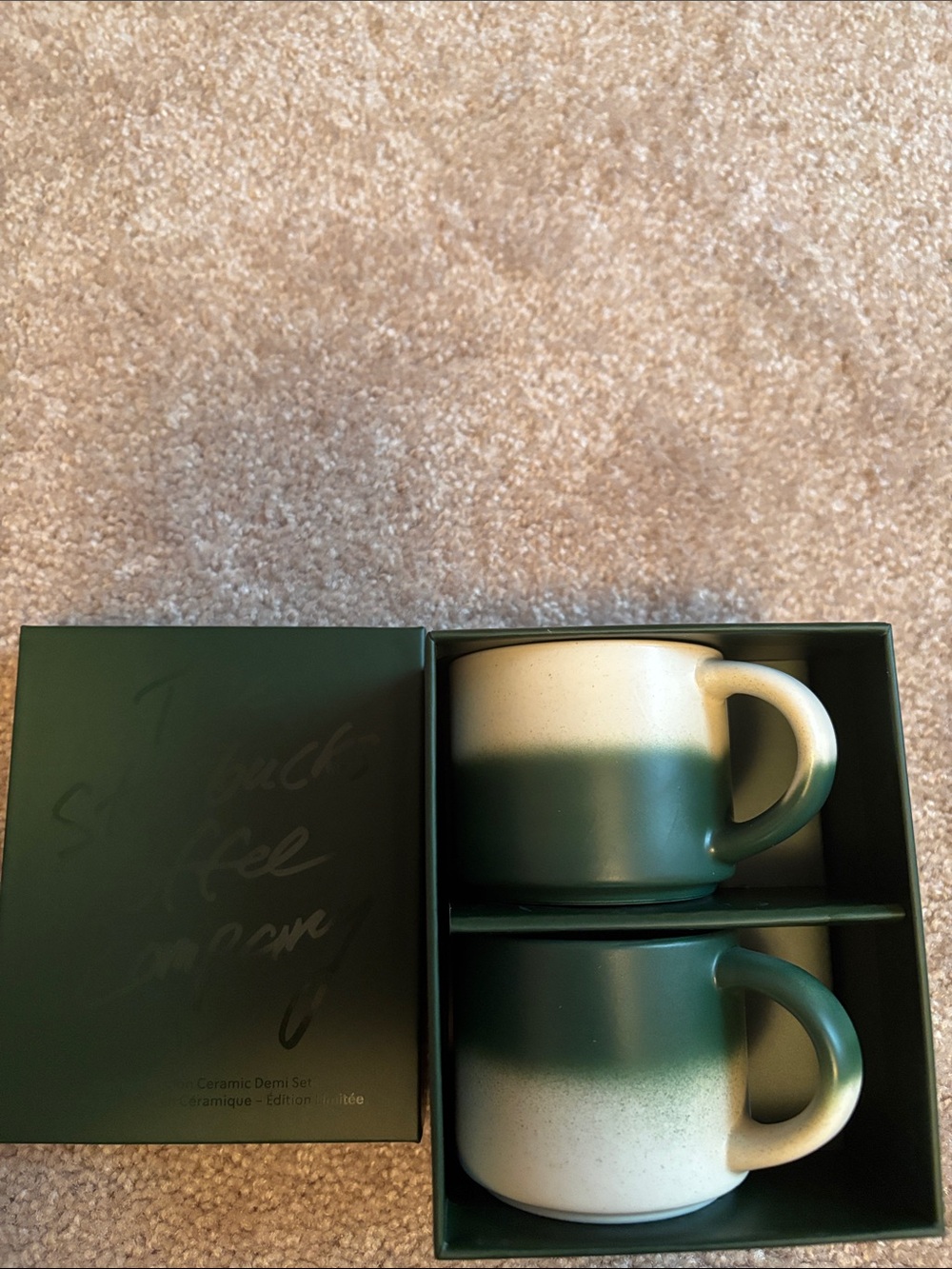 Green and Cream Ceramic Demi Cup Set - Starbucks nwt
